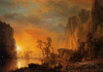 Atardecer en las Montañas Rocosas Paisaje de Albert Bierstadt Pinturas al óleo
